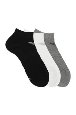 EMPORIO ARMANI Herren Eagle Logo 3-Pack Sneaker Socken, SCHWARZ/WEIß/GRAU, S von Emporio Armani