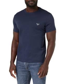 EMPORIO ARMANI Herren Eagle Patch Crew Neck T-Shirt, Navy Blue, S von Emporio Armani