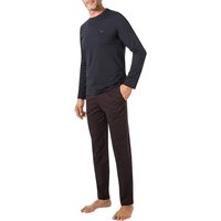 EMPORIO ARMANI Herren Pyjama blau Jersey-Baumwolle Kariert,unifarben von Emporio Armani