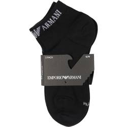 EMPORIO ARMANI Herren-Sneakersocken aus lässiger Baumwolle im 3er-Pack, SCHWARZ/SCHWARZ/SCHWARZ, S von Emporio Armani