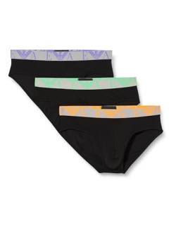 EMPORIO ARMANI Herren Stretch Cotton Bold Monogram 3-Pack Brief, Black/Black/Black, XXL (3er Pack) von Emporio Armani