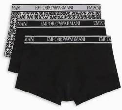 EMPORIO ARMANI Herren Stretch Cotton Core Logoband 3-Pack Boxer, Black/PR.Black/Black, XL (3er Pack) von Emporio Armani