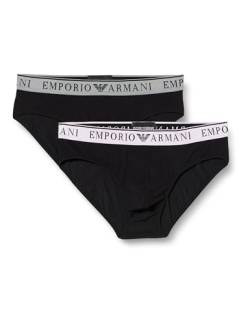 EMPORIO ARMANI Herren Stretch Cotton Endurance 2pack Briefs, Black/Black, M (2er Pack) von Emporio Armani