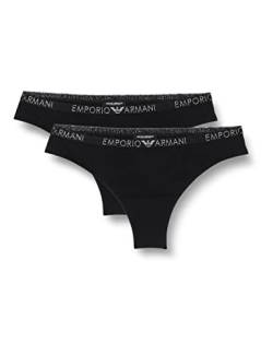 Emporio Armani Damen 2-pack Brazilian Brief Basic Cotton Bikini Style Underwear, Schwarz, M EU von Emporio Armani