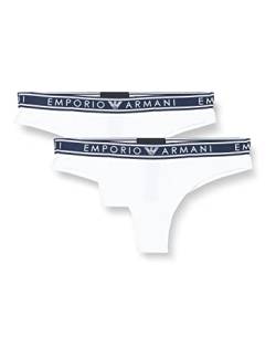 Emporio Armani Damen 2-pack Brazilian Brief Iconic Logoband Bikini Style Underwear, Weiß, L EU von Emporio Armani