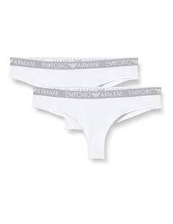 Emporio Armani Damen Bi-Pack Brazilian Brief Iconic Cotton Unterwäsche, Weiß, S von Emporio Armani