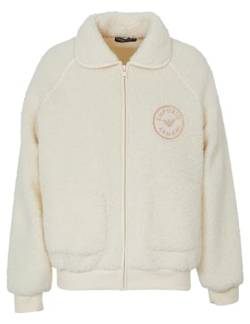 Emporio Armani Damen Emporio Armani Women's Fuzzy Fleece Full Zip Jacket, Pale Cream, L EU von Emporio Armani