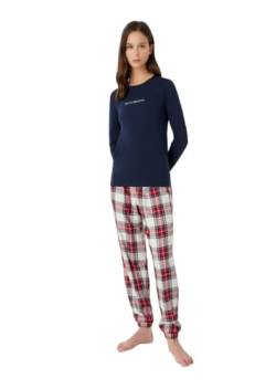 Emporio Armani Damen Emporio Armani Women's Tartan Christmas Viscose Pajama Set, Check Cream/Marine/Ruby, M EU von Emporio Armani