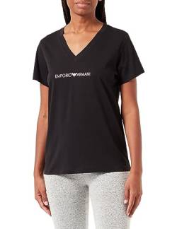 Emporio Armani Damen Emporio Armani Women's V Neck T-shirt Iconic Logoband T Shirt, Schwarz, S EU von Emporio Armani