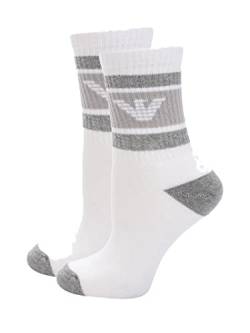 Emporio Armani Damensocken 2 Paar niedrige Socken aus Baumwolle mit Lurex-Innensohle aus Schwamm Doppelpack Artikel 292303 2F227 MADE IN IT, 00010 Bianco - White, Einheitsgröße von Emporio Armani