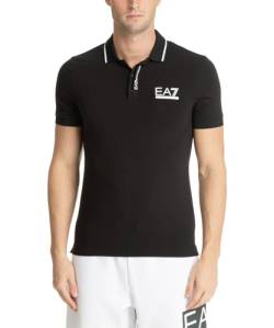 Emporio Armani EA7 Herren Tennis Club Poloshirt aus Stretch-Baumwolle - 3DPF17, Schwarz , 56 von Emporio Armani