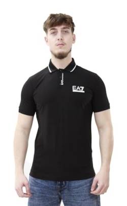 Emporio Armani EA7 Herren Tennis Club Poloshirt aus Stretch-Baumwolle - 3DPF17, Schwarz , Small von Emporio Armani