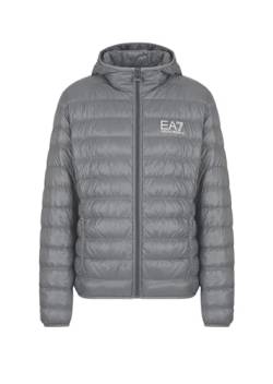 Emporio Armani EA7 Packable Core Identity Daunenjacke für Herren mit Kapuze aus echten Federn - 8NPB02, Gray Flanell, XL von Emporio Armani