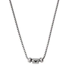 Emporio Armani Halskette Für Männer Mode, Länge: 525mm +/- 5mm / Größe Anhänger: 22.8mm Silber Edelstahl Halskette, EGS2777040 von Emporio Armani