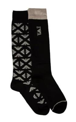 Emporio Armani Herren 2er-Pack Lange Socken, Black Eagles/Black, Einheitsgre von Emporio Armani