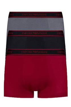 Emporio Armani Herren 3-Pack Trunk Badehose, Rot/Anthrazit/Schwarz, Small von Emporio Armani