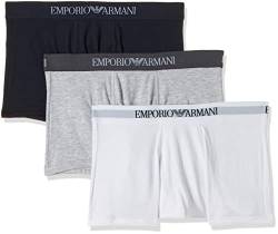 Emporio Armani Herren 3-pack Trunk Pure Cotton underwear, White/Black/Mel Grey, XL von Emporio Armani