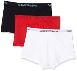 Emporio Armani Herren 3-pak kuffert ren bomuld underwear, White/Red/Black, XL EU von Emporio Armani