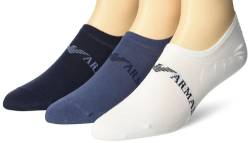 Emporio Armani Herren 3er-Pack Füßlinge Socken, Marine/Weiß/Indigo, Small von Emporio Armani