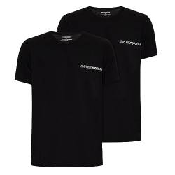 Emporio Armani Herren Emporio Armani Men's 2-pack Core Logoband Crew Neck T-shirt T Shirt, Black/Black, L EU von Emporio Armani