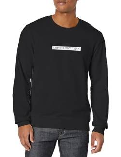 Emporio Armani Herren Emporio Armani Men's Brushed Terry Crew Neck Sweater Sweatshirt, Schwarz, L EU von Emporio Armani