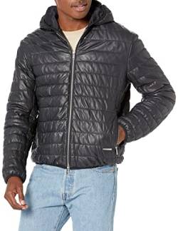 Emporio Armani Herren Gesteppte Lederjacke Jacke, Marineblau, XXL von Emporio Armani