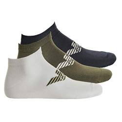 Emporio Armani Herren Sneakersocken, 3er Pack - großes Logo (khaki, 45-46) von Emporio Armani