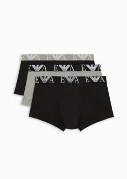 Emporio Armani Herren Stretch Cotton Bold Monogram 3-Pack Trunk, Black/Stone/Black, XL (3er Pack) von Emporio Armani