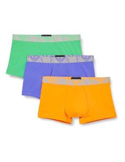 Emporio Armani Herren Stretch Cotton Bold Monogram 3-Pack Trunk, Fluo ORANGE/Fluo Green/Fluo Violet, L (3er Pack) von Emporio Armani