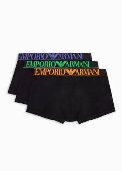 Emporio Armani Herren Stretch Cotton Shiny Logoband 3-Pack Trunk, Black/Black/Black, M (3er Pack) von Emporio Armani