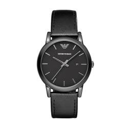 Emporio Armani Herrenuhr , DreizeigerDatumswerk, 41mm Schwarzes Edelstahlgehäuse mit Lederarmband, AR1732 von Emporio Armani