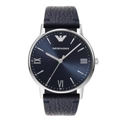 Emporio Armani Herrenuhr , Dreizeigeruhrwerk, 41mm Silbernes Edelstahlgehäuse mit Lederarmband, AR11012 von Emporio Armani