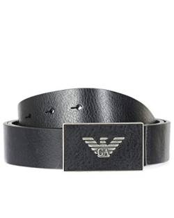 Emporio Armani Leather Logo Herren Gürtel Schwarz von Emporio Armani