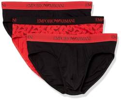 Emporio Armani Men's 3-Pack Pure Cotton Brief, Black/Print Red/Black, X-Large von Emporio Armani