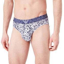 Emporio Armani Men's All Over Bold Logo Briefs, White/Eclipse Ea, M von Emporio Armani