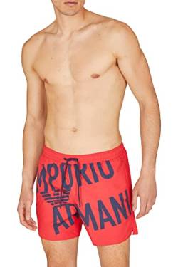 Emporio Armani Men's Bold Boxer Swim Trunks, Red/Oblique Logo, 56 von Emporio Armani