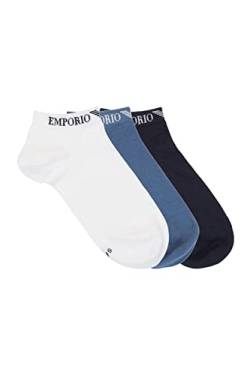 Emporio Armani Men's Casual 3 Pack Sneaker Socks, White/Denim/Marine, L/XL von Emporio Armani