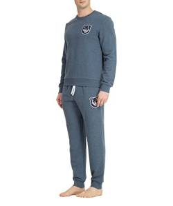 Emporio Armani Men's Shield Logo Terry and Trouser Sweater+Trousers, Melange Denim, S von Emporio Armani