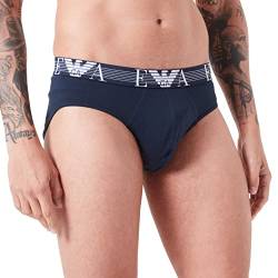 Emporio Armani Men's Textured Monogram Logo Band Briefs, Marine, XL von Emporio Armani