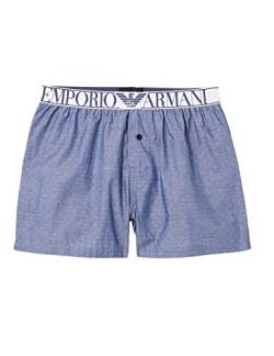 Emporio Armani Men's Yarn Dyed Pajama Boxer Shorts, Dotted Blue, M von Emporio Armani