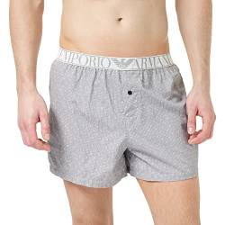 Emporio Armani Men's Yarn Dyed Pajama Boxer Shorts, Grey Microcheck, L von Emporio Armani