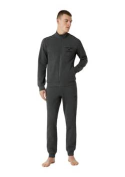 Emporio Armani Men's Zipped Sweatshirt+Trousers Iconic Terry, Black Melange Grey, Small von Emporio Armani