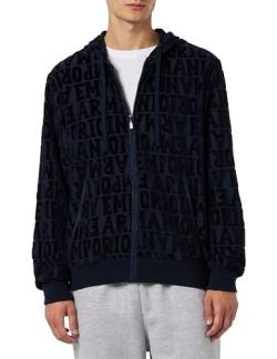 Emporio Armani Men's Zipped Sweatshirt Jacquard Bold Logo Chenille, Marine Jacquard, X-Large von Emporio Armani