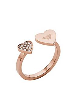 Emporio Armani Ring Für Frauen, Größe: 17X17X2mm Größe Kleines Herz: 7X7mm Größe Großes Herz: 8X9mm Rose Gold Edelstahl Ring, EGS2827221 von Emporio Armani