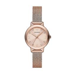 Emporio Armani Uhr für Damen , Dreizeiger Uhrwerk, 32MM Rose Gold Recycled Edelstahl (Mindestens 50%) Gehäuse mit einem EdelstahlMeshArmband, AR11512 von Emporio Armani