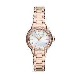 Emporio Armani Uhr für Damen , Dreizeigerwerk, 32MM Rose Gold Recycled Edelstahl (Mindestens 50%) Gehäuse mit einem Recycled Edelstahl (Mindestens 50%) Armband, AR11523 von Emporio Armani
