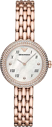 Emporio Armani Uhr für Damen , Zweizeiger Uhrwerk, 30mm Rose Gold Edelstahlgehäuse mit Edelstahlarmband, AR11355 von Emporio Armani