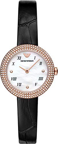 Emporio Armani Uhr für Damen , Zweizeiger Uhrwerk, 30mm Rose Gold Edelstahlgehäuse mit einem Lederarmband, AR11356 von Emporio Armani