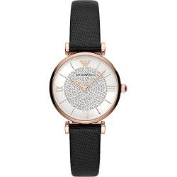 Emporio Armani Uhr für Damen , Zweizeiger Uhrwerk, 32mm Rose Gold Edelstahlgehäuse mit einem Lederarmband, AR11387 von Emporio Armani