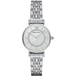 Emporio Armani Uhr für Damen , Zweizeiger Uhrwerk, 32mm Silbernes Edelstahlgehäuse mit Edelstahlarmband, AR1908 von Emporio Armani